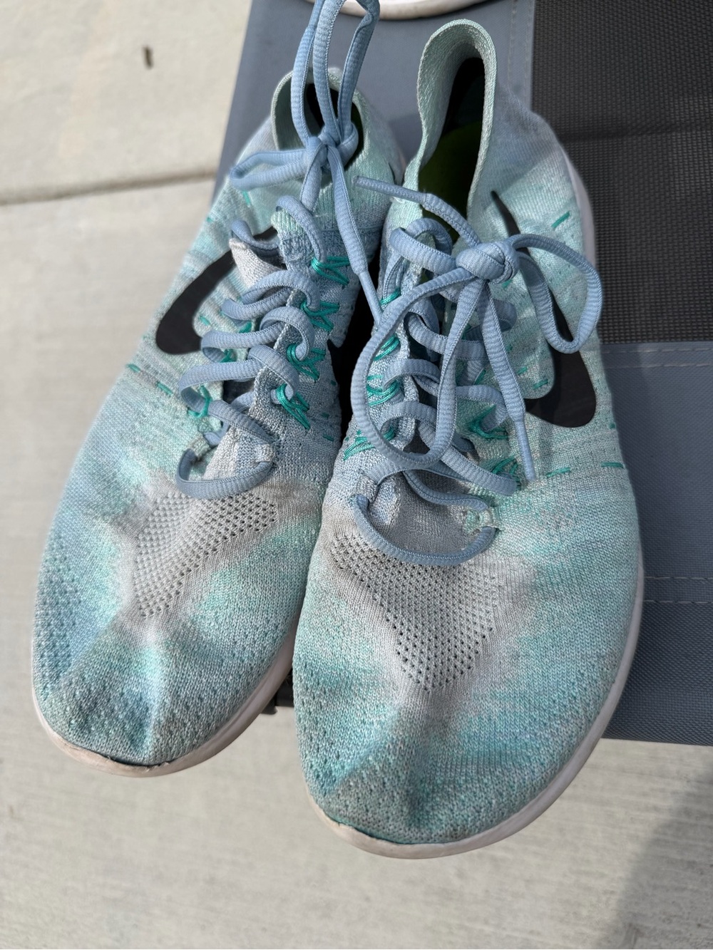 Nike Free Women’s Running Sneakers - Light Blue & Gray with Black Swoosh